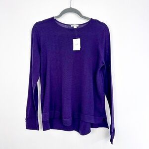 J. Jill Blackberry Purple Merino Wool Crew Neck Sweater